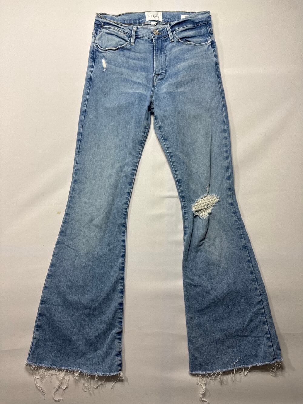 Frame Denim Women's Le High Flare Distressed Blue Jeans - Size 27 (26x27)